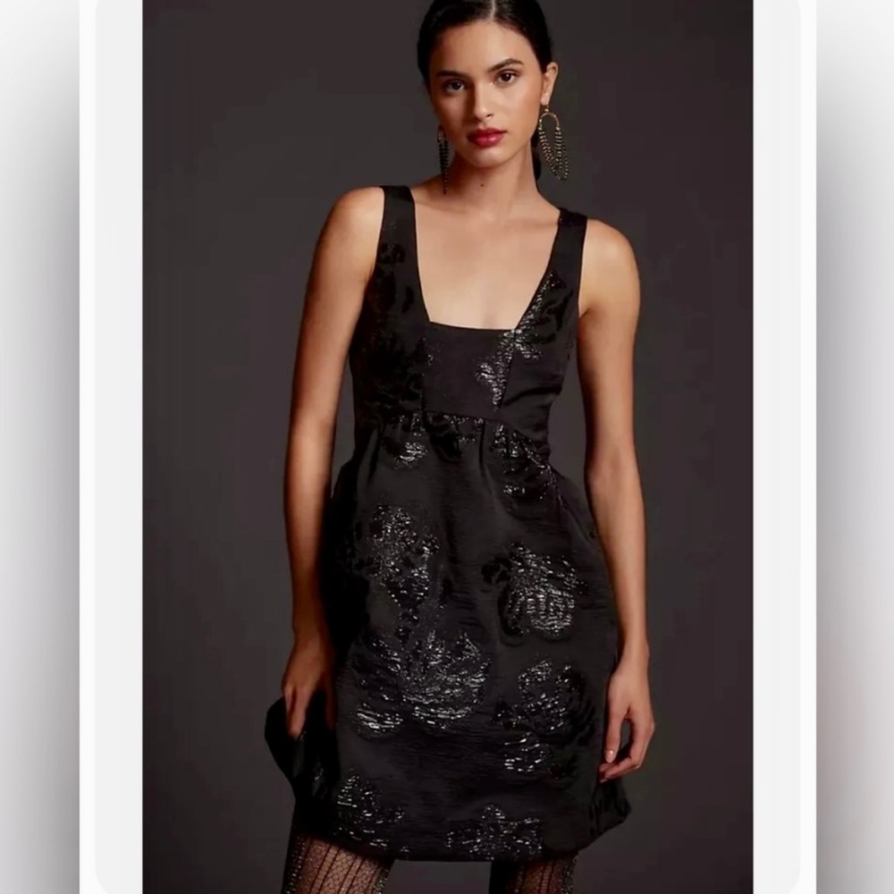 LIKE NEW Maeve by Anthropologie Black Jacquard Dress, Size 8